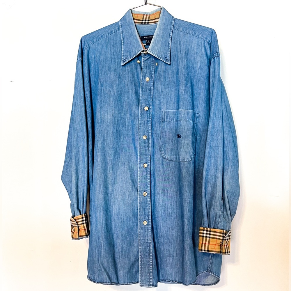 Burberry Mens Nova Check Denim Shirt Large